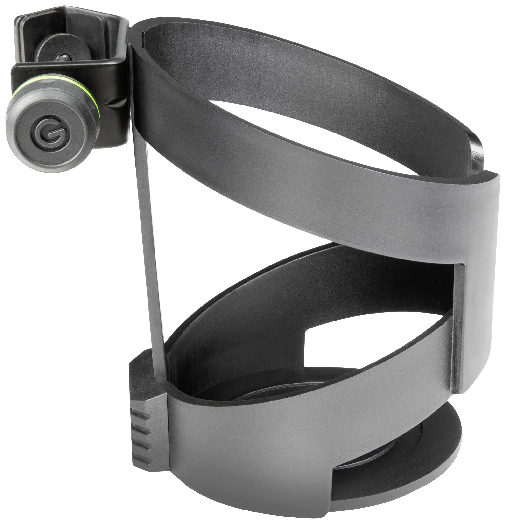 Čierny kovový držiak na fľašu do bicykla s bočným rýchloupínacím mechanizmom pre ľahké vybratie fľaše.