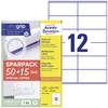 Avery-Zweckform 6175-65 105 x 48 mm papier biela 65 listov trvalé univerzálne etikety