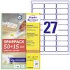 Avery-Zweckform L4737REV-65 63.5 x 29.6 mm papier biela 65 listov premiestniteľné univerzálne etikety