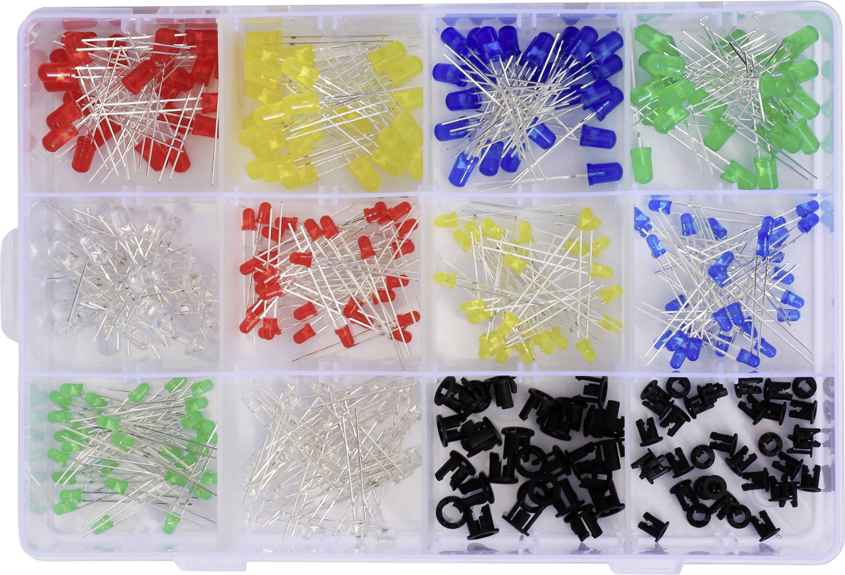 TRU COMPONENTS LED sortiment červená, modrá, zelená, žltá, chladná