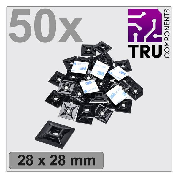 TRU COMPONENTS T24CA068 úchytka samolepiaci, skrutkovacia TC-12888544   4cestný vstup pre prevlečenie čierna 50 ks