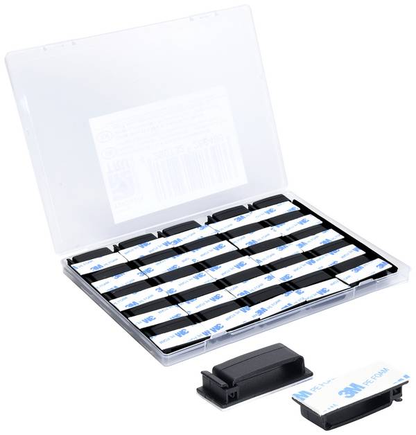 TRU COMPONENTS T24CA074 úchytka samolepiaci TC-12888568   pre plochý kábel, opätovne sa zatvára čierna 50 ks