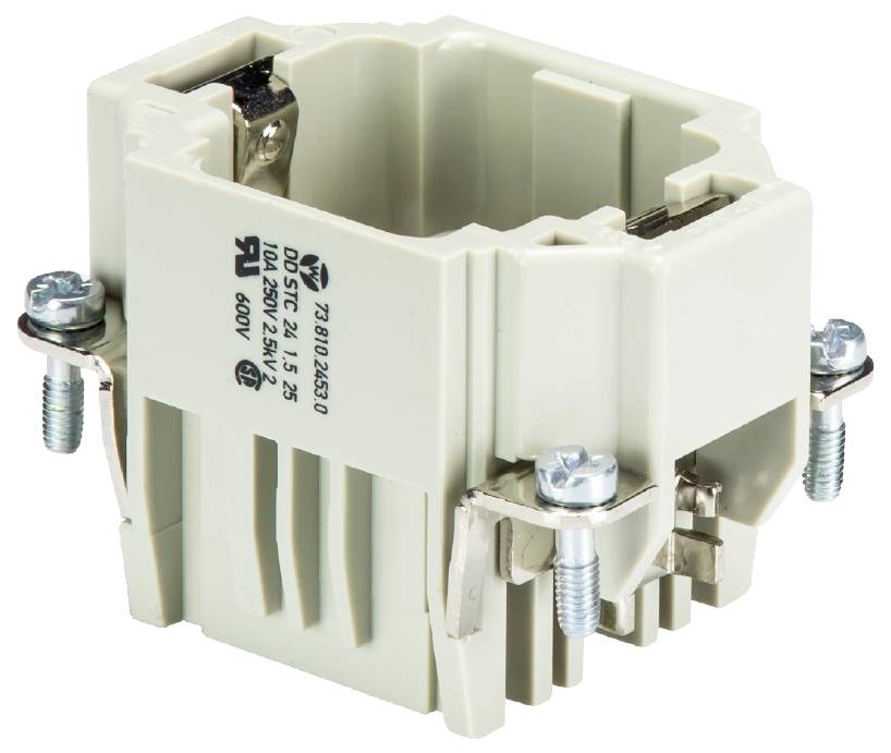 Slonový elektrický transformátor so skrutkovými spojmi a vytlačenými technickými špecifikáciami na boku.