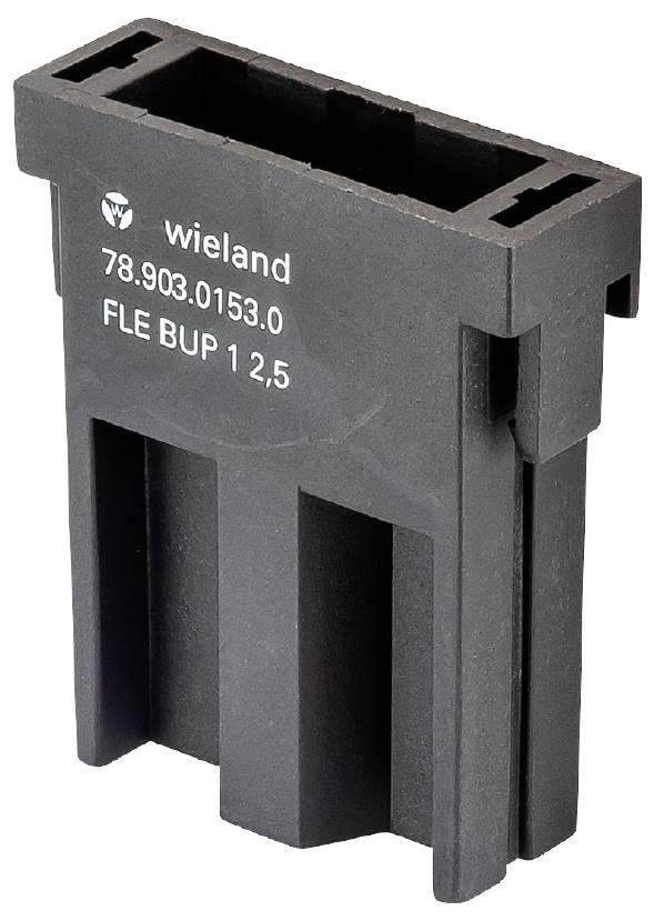 Čierna elektrická zásuvková spojka s nápisom 'wieland 78.903.0153.0 FLE BUP 1 2,5'.