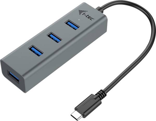 i-tec I-TEC USB C Metal HUB 4 Port passive 4 porty USB Hub  sivá