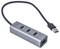 Strieborný USB hub s jedným káblovým pripojením, ktorý ponúka štyri USB 3.0 porty. Ideálny na rozšírenie USB konektivity.