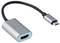 USB-C na HDMI adaptér so strieborným krytom a čiernym káblom, umožňuje prenos videa a audia zo zariadení s USB-C portom.