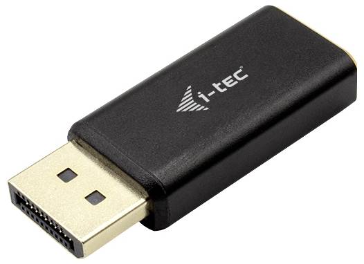 Čierny DisplayPort konektor so zlatistou koncovou stranou a logom 'i-tec' na ňom.