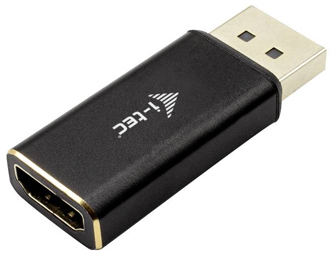 USB-na-HDMI adaptér v čiernej farbe so zlatými hranami. Vhodný na pripojenie počítačov k zariadeniam s HDMI rozhraním.