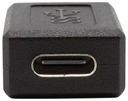 Čierny USB-C adaptér s logom USB hore.