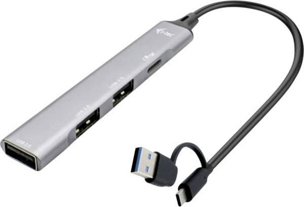 i-tec I-TEC USB-A/USB-C Metal HUB 3 + 1 port USB Hub  strieborná