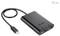 Čierny adaptér od 'i-tec' s USB-C konektorom a dvoma DisplayPort portami, vhodný pre rozšírenie displeja.