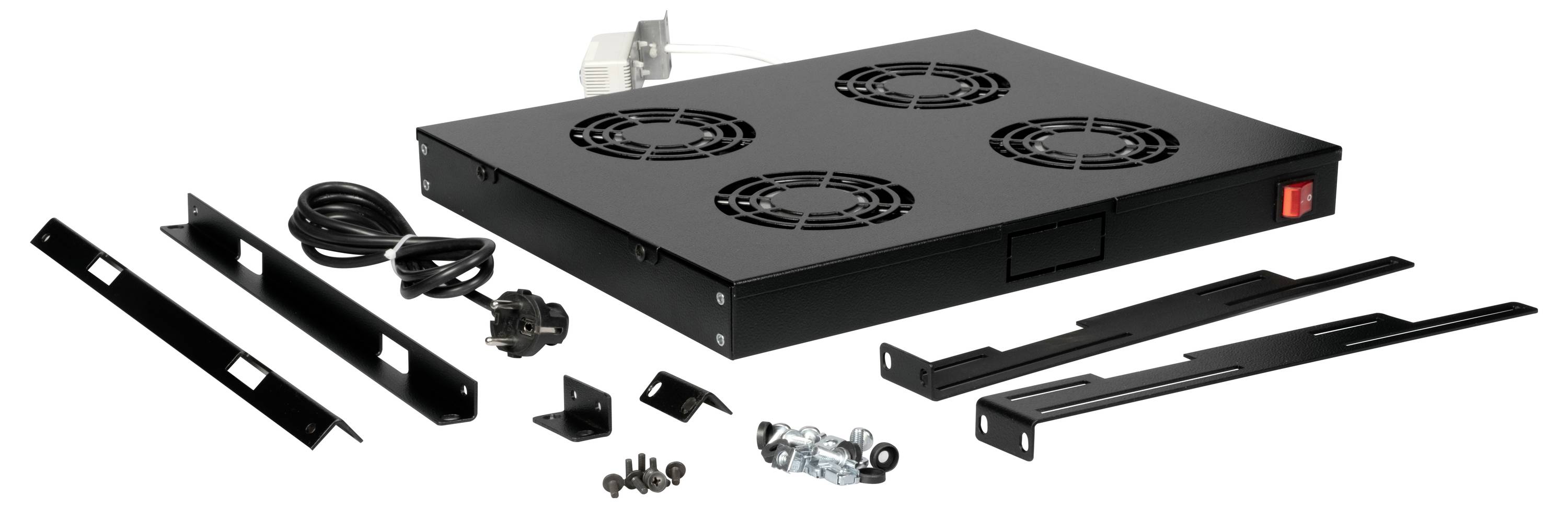 Ventilatore da tetto ROLINE da 19 pollici 4 ventilatori, termostato nero