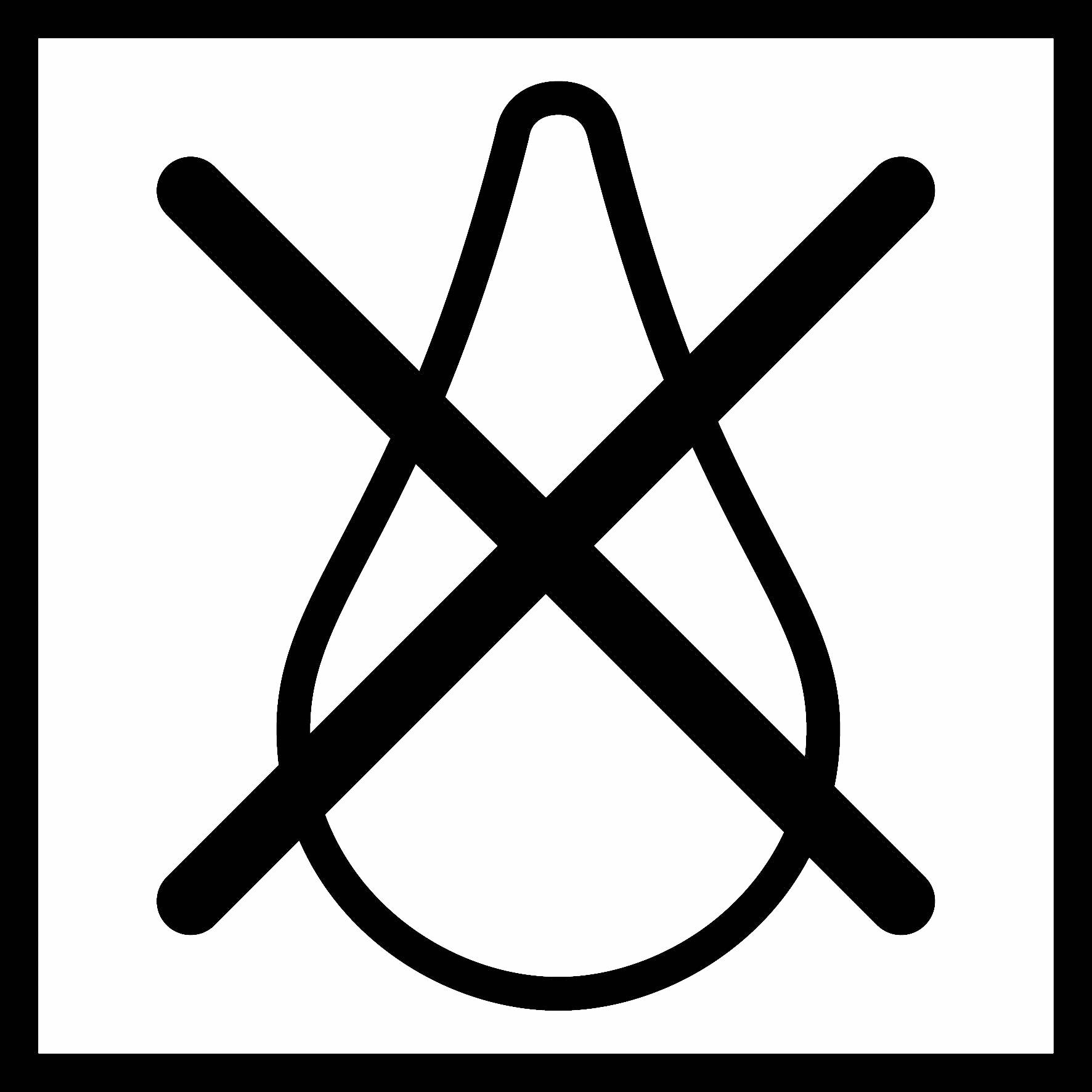Symbol kvapky preškrtnutej čiarou, ktorý znamená, že daný predmet sa nesmie sušiť v sušičke.
