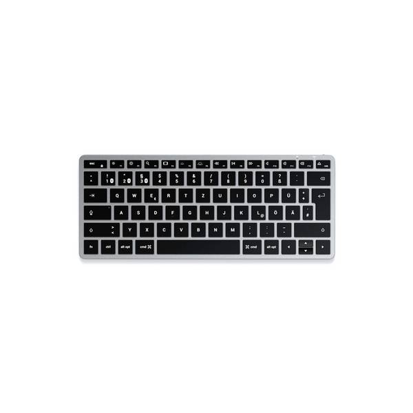 Satechi Slim X1 Mini Bluetooth® klávesnica nemecká, QWERTZ antracitová tlačidla multimédií, podsvietenie