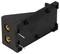 Čierna, obdĺžniková elektronická súčiastka s dvomi viditelnými pripájacími pinmi a zlatými hlavami skrutiek na boku.