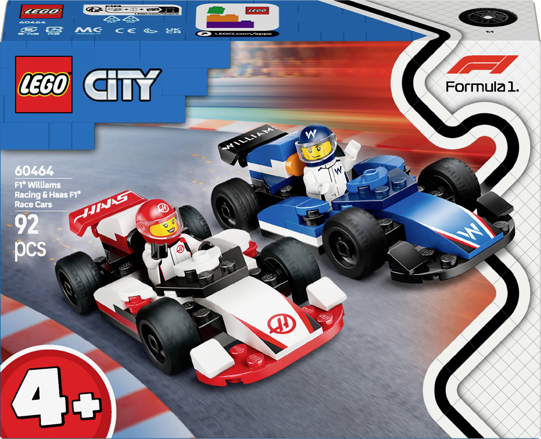 Lego City F1 Williams Racing og Haas F1 racerbiler 60464 3