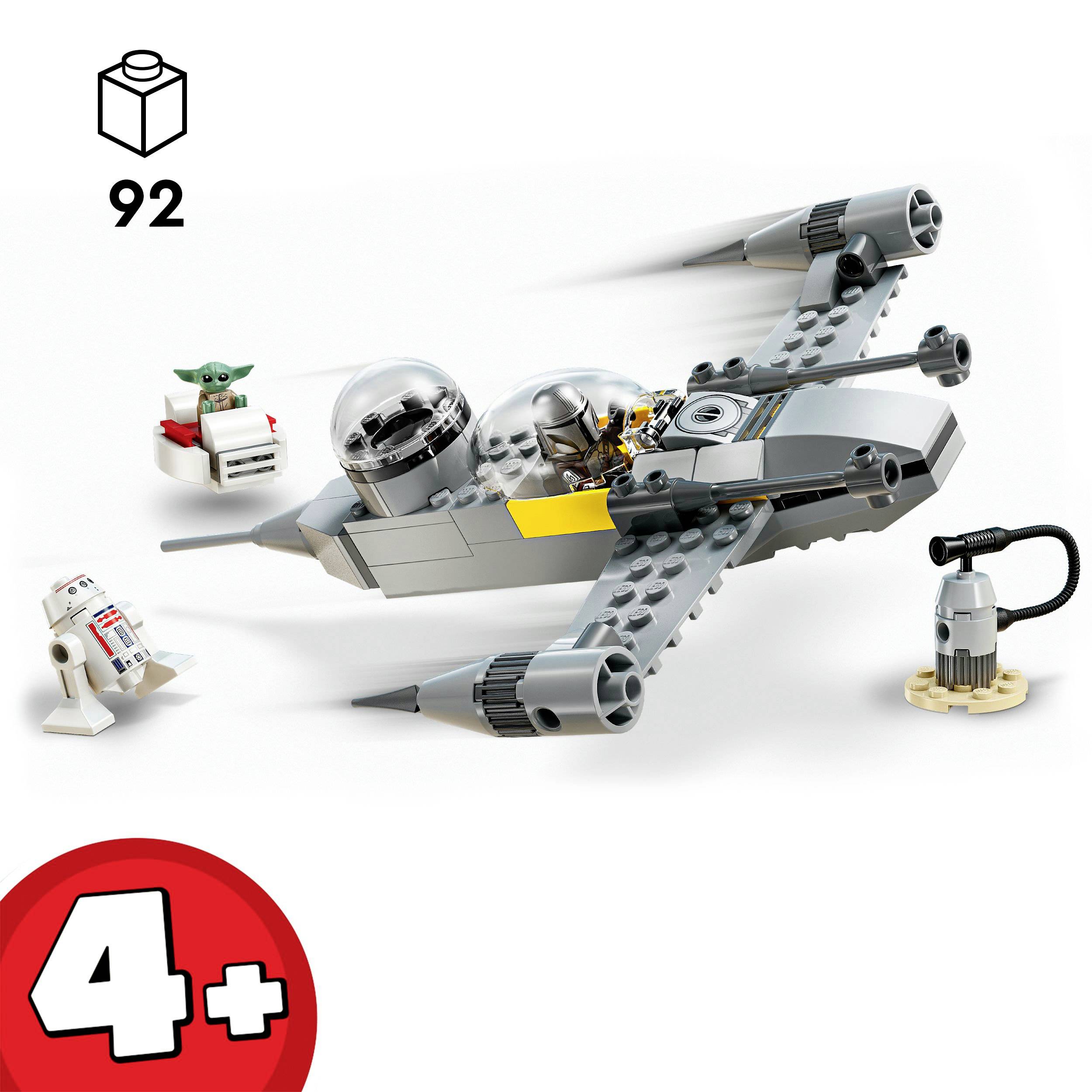Stavebnica LEGO vesmírnej lode s dvoma postavičkami: zelená bytosť a droid. Obsahuje návod na stavbu so 92 dielmi, vhodné pre deti od 4 rokov.