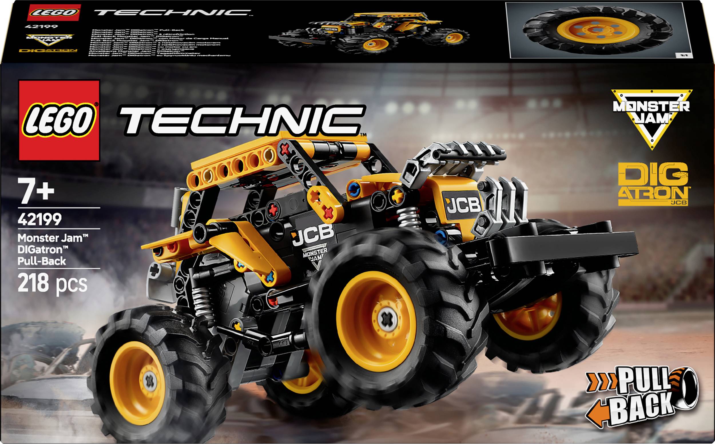 LEGO Technic stavebnica s terénnym vozidlom. Odporúčaný vek od 7 rokov. Sada obsahuje 218 dielikov. Vozidlo zobrazené na pretekárskej dráhe.