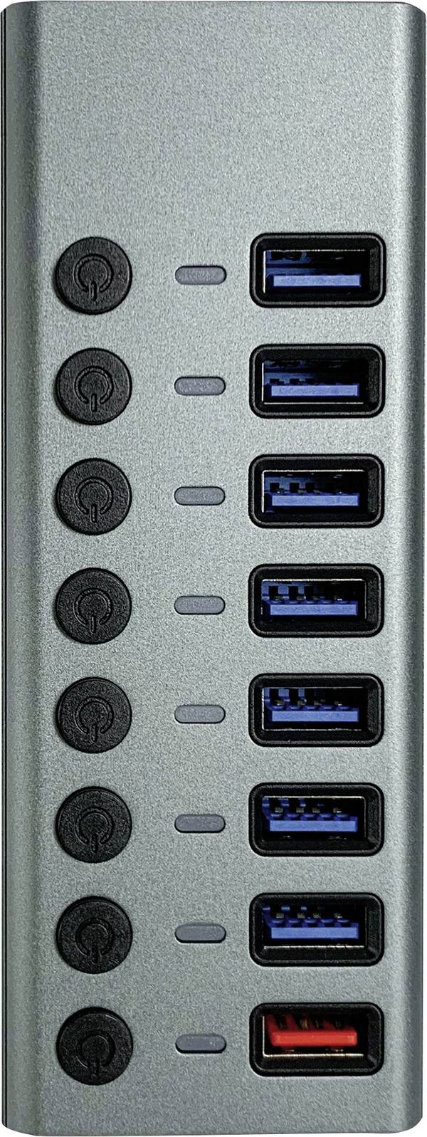 Maxtrack CH11L 8 portů USB Hub možné spínať jednotlivo striebornosivá