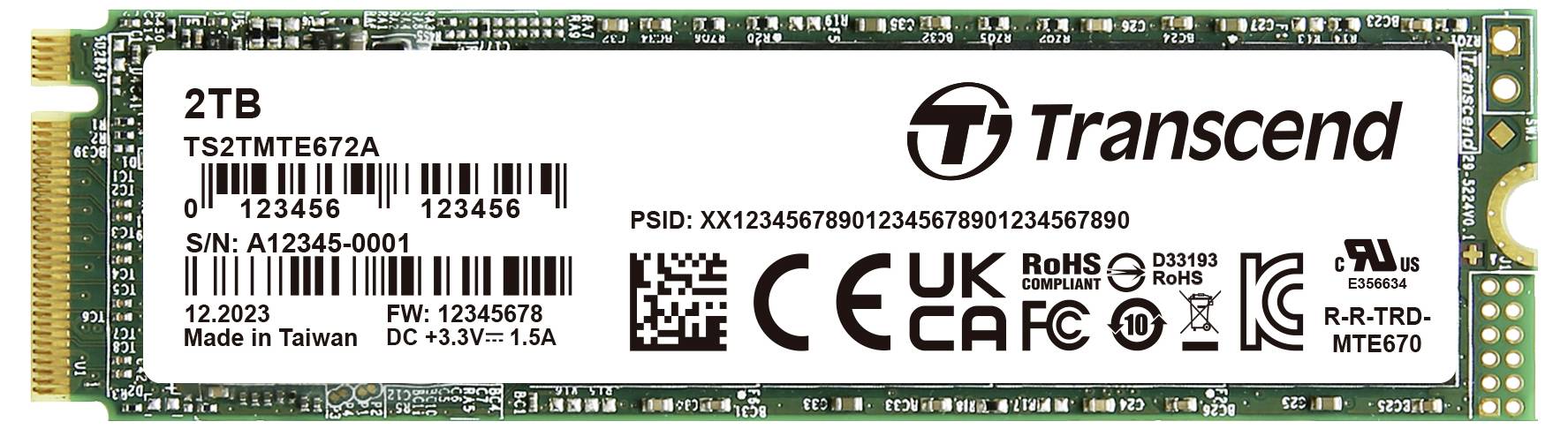 Transcend 2 TB Intern PCIe SSD TS2TMTE672A-VS1