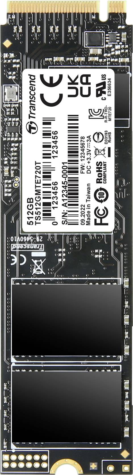 Transcend 512 GB Intern PCIe SSD TS512GMTE720T-VS1