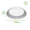 Okrúhle LED stropné svietidlo s rozmermi: priemer 350 mm, výška 75 mm, príkon 10 W, svietivosť 1850 lumenov.