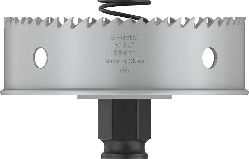 Detailný záber obojkovového pílového kotúča s priemerom 89 mm, so zubaným okrajom a nápisom 'Made in China'.