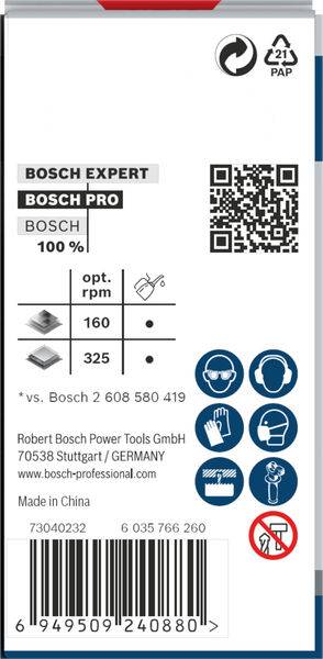 100% Bosch, 160 a 325 opt. ot./min, QR kód, symboly bezpečného používania