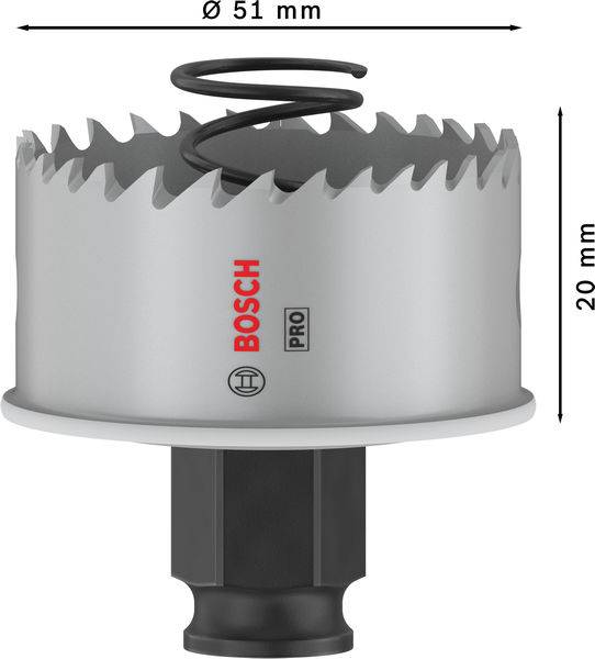 Dierovacia píla od Bosch s priemerom 51 mm a výškou 20 mm. Má ostré zuby a je vhodná pre profesionálne použitie.