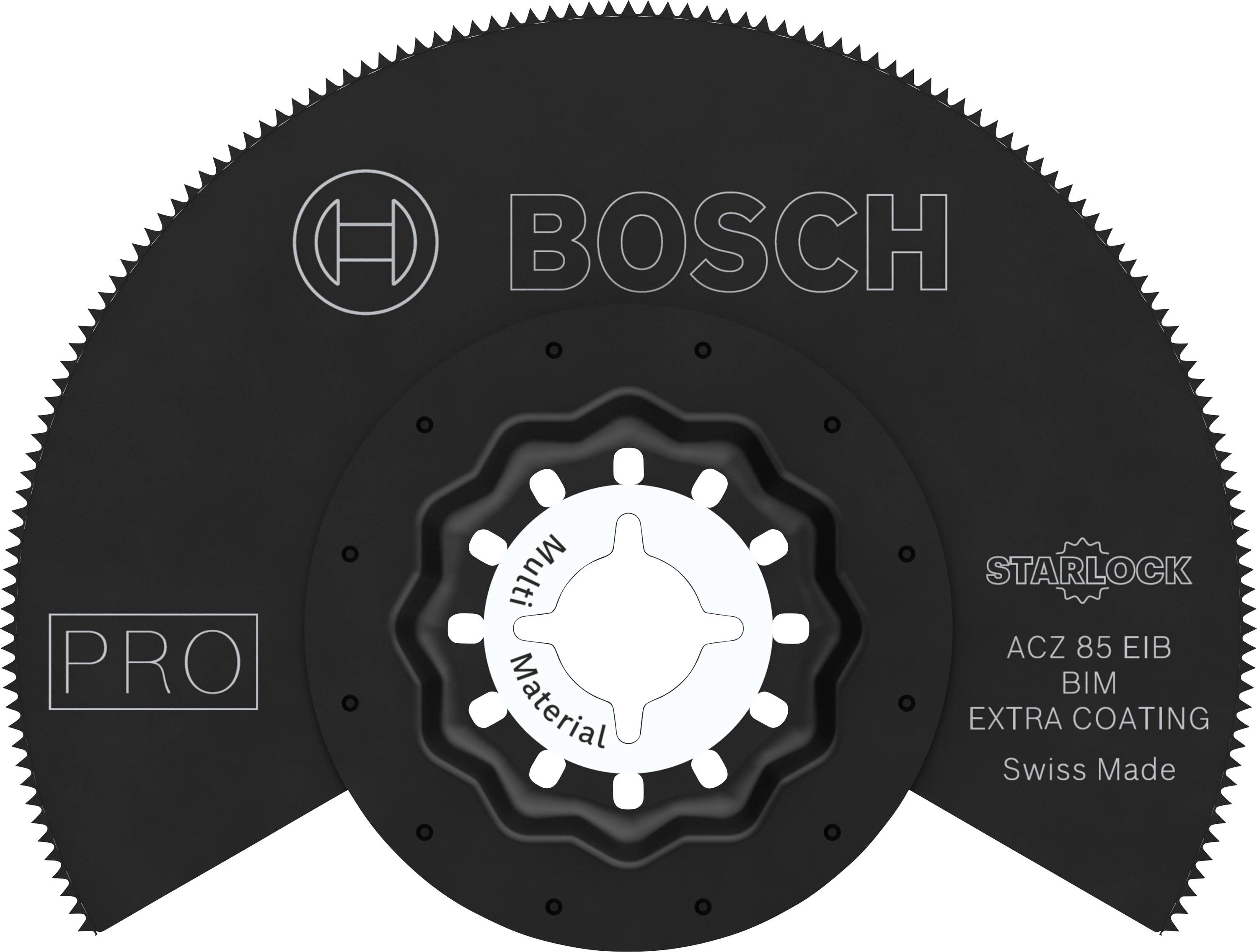 Čierne pílové plátky Bosch so Starlock uchytením pre oscilačné nástroje, vhodné pre rôzne materiály.