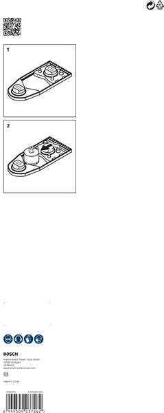 Ilustrácia dvoch schematických diagramov pre zariadenie Bosch. Obrázok 1 znázorňuje upevnenie, obrázok 2 pripojenie. QR kód je v ľavom hornom rohu.