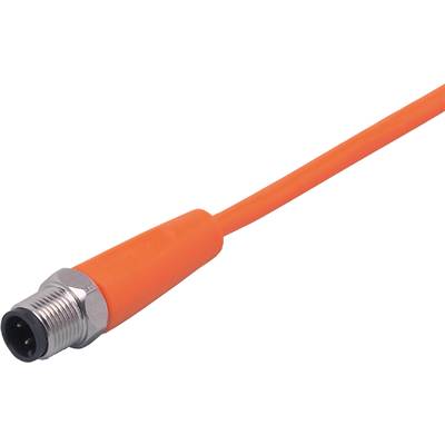 Oranžový koaxiálny kábel s F-konektorom, vhodný pre pripojenie k satelitným alebo káblovým televíznym zariadeniam.