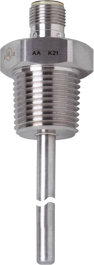 Kovový valec s viacerými rebrami, upevnený na tenkej tyčke.