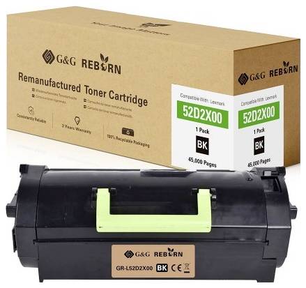 G&G Toner vervangt Lexmark 522X Compatibel Zwart 45000 bladzijden Reborn remanufactured 21310 afbeelding