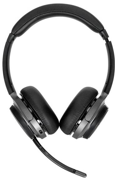Čierne over-ear slúchadlá s integrovaným mikrofónom. Ideálne pre telefonické konferencie a online komunikáciu.