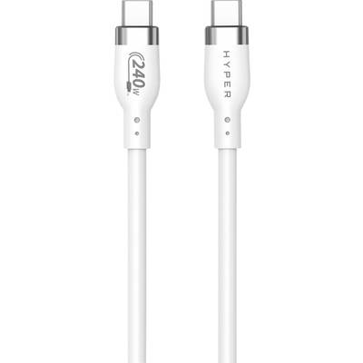 USB-C kábel, biely, s nápisom 240W. Vhodný na rýchle nabíjanie a prenos dát.