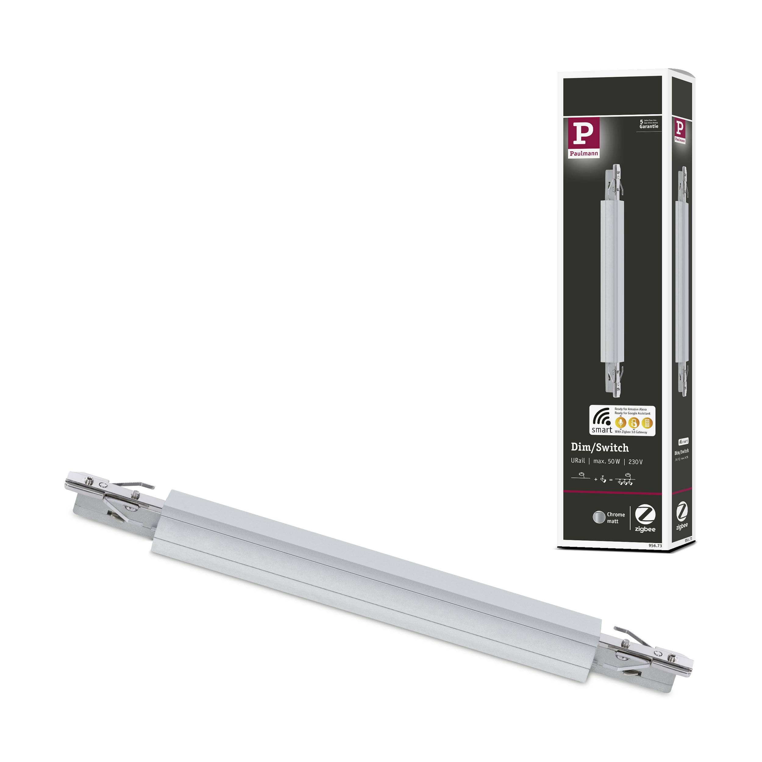 LED trubicová lampa pred čiernym obalom s logom značky a produktovými informáciami. Ideálna pre použitie v domácnosti.