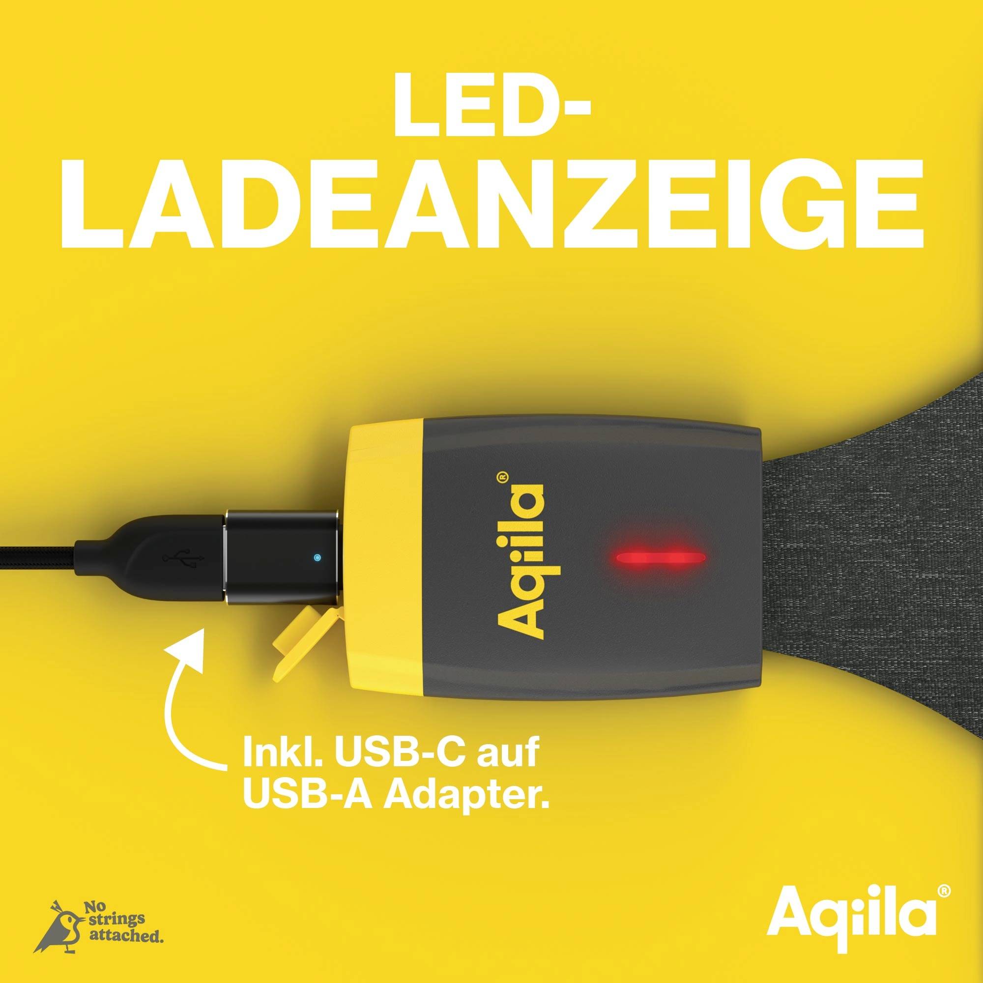 LED indikátor nabíjania zobrazuje zariadenie s USB-C na USB-A adaptérom počas nabíjania. Červené svetlo signalizuje aktívne nabíjanie.