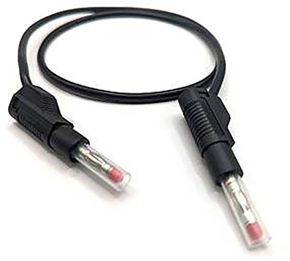 Čierny audio kábel s dvoma zástrčkami na koncoch, vhodný na prepojenie zariadení pre prenos signálu.