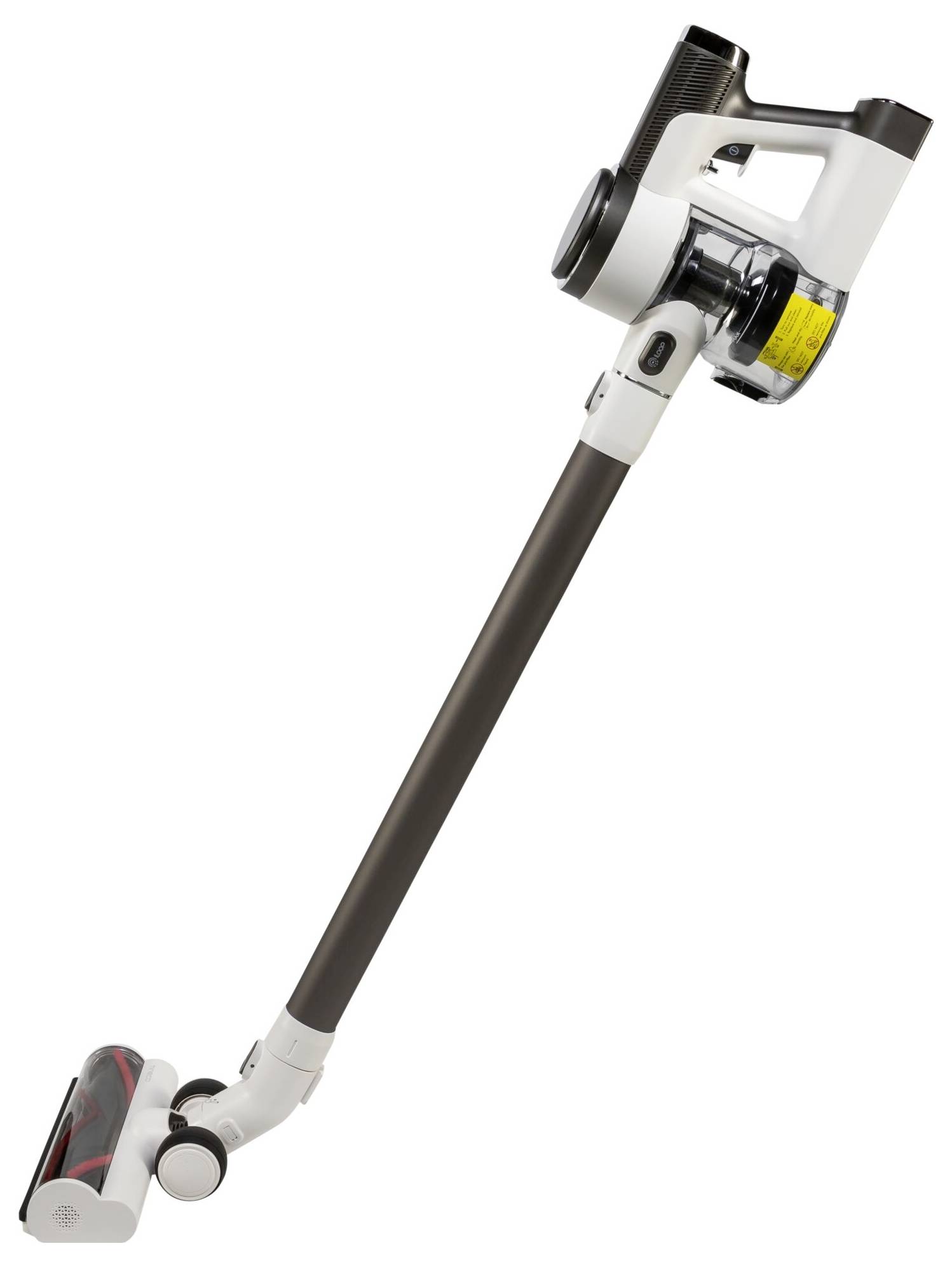 Bezdrôtový, prenosný vysávač s dlhou rukoväťou a kefovou hlavou, vhodný na čistenie podláh a ťažko dostupných miest.