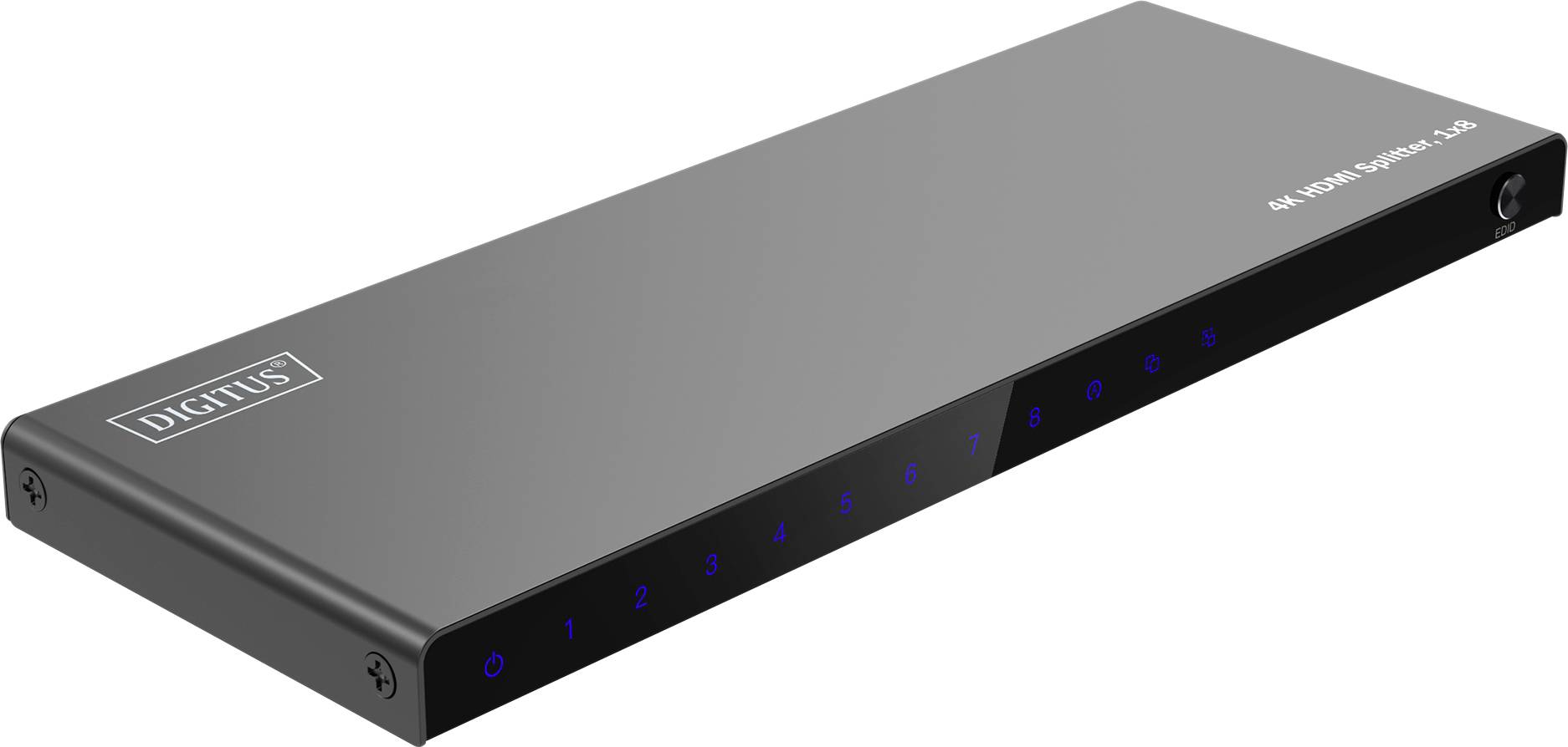 Digitus DS-55338 8+1 porte Distributore, splitter HDMI Display a LED , Con LED di stato, Contenitore in metallo, Commutabile singolarmente, Predispost