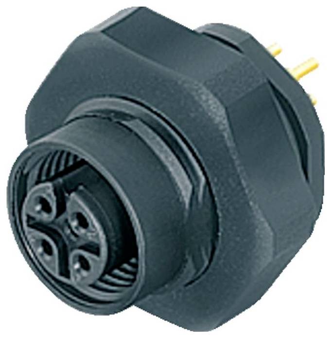 Čierny, guľatý konektor s tromi kontaktmi. Vhodný pre elektronické pripojenia.