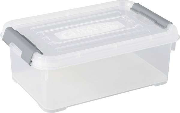 Curver 243810 úložný box, HANDY, stohovateľné, (d x š x v) 294 x 194 x 110 mm, priehľadná, strieborná, 1 ks