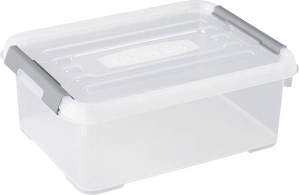 Curver 243946 úložný box, HANDY, stohovateľné, (d x š x v) 400 x 290 x 150 mm, priehľadná, strieborná, 1 ks