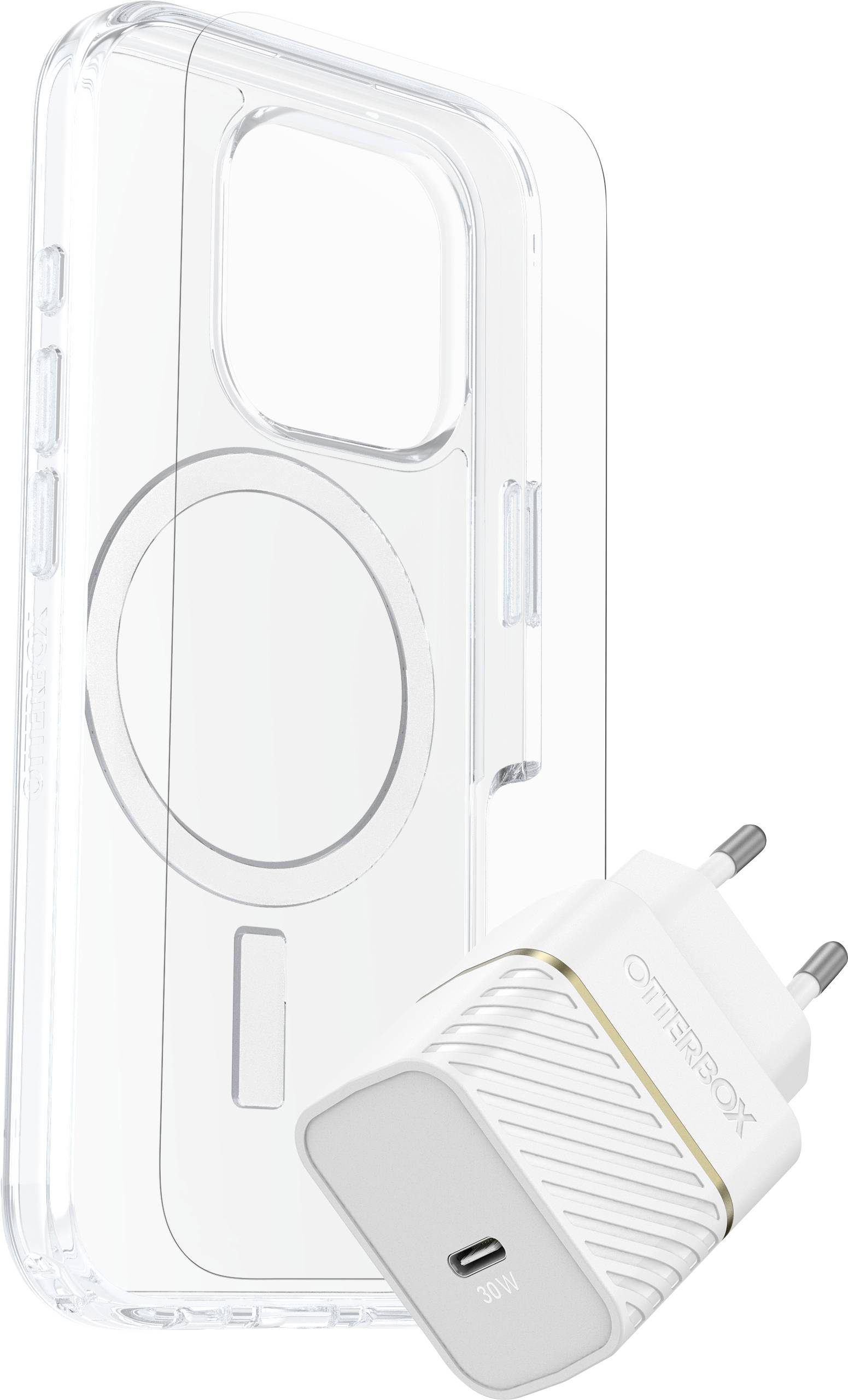 Otterbox Protection + Power Kit Eu Set (hoesje + Beschermglas + Lader) Apple IPhone 16 Pro Transparant, Wit MagSafe Compatible