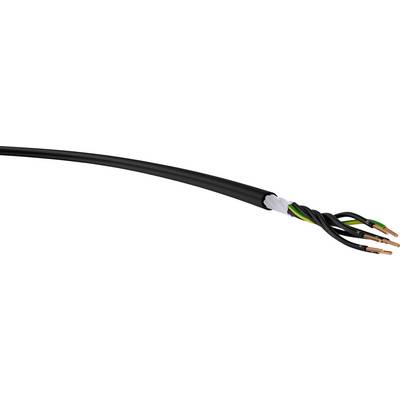 Čiernobiely elektrický kábel s viacerými farebnými medenými vodičmi: zeleno-žltý, modrý, hnedý a čierny, určený na elektrické prepojenie.