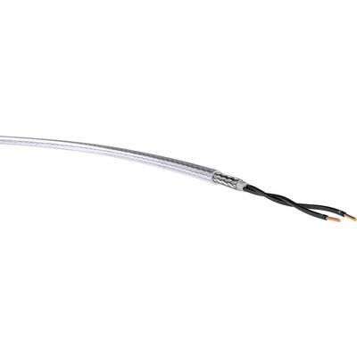 Elektrický kábel so strieborným obalom a dvoma čiernymi vodičmi voľne vyčnievajúcimi na jednom konci.