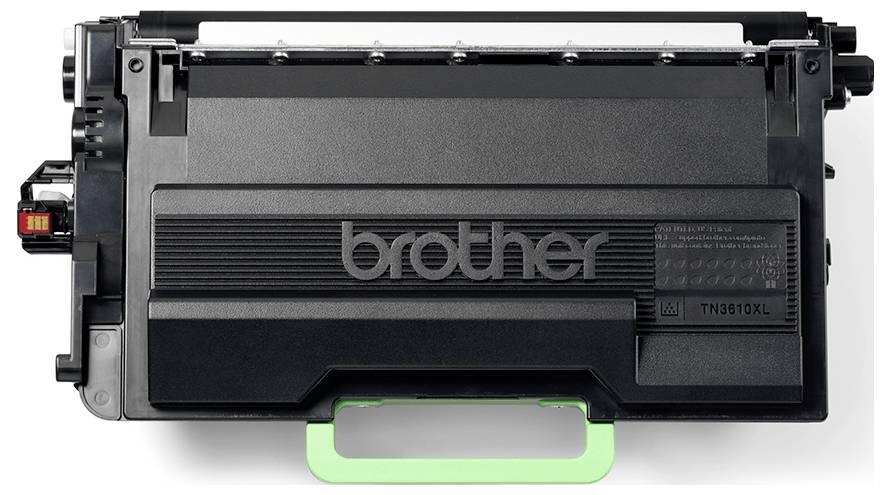 Čierny toner kartridž s logom 'brother', model 'TN810XL', má obdĺžnikový tvar a zelený úchyt v spodnej časti.