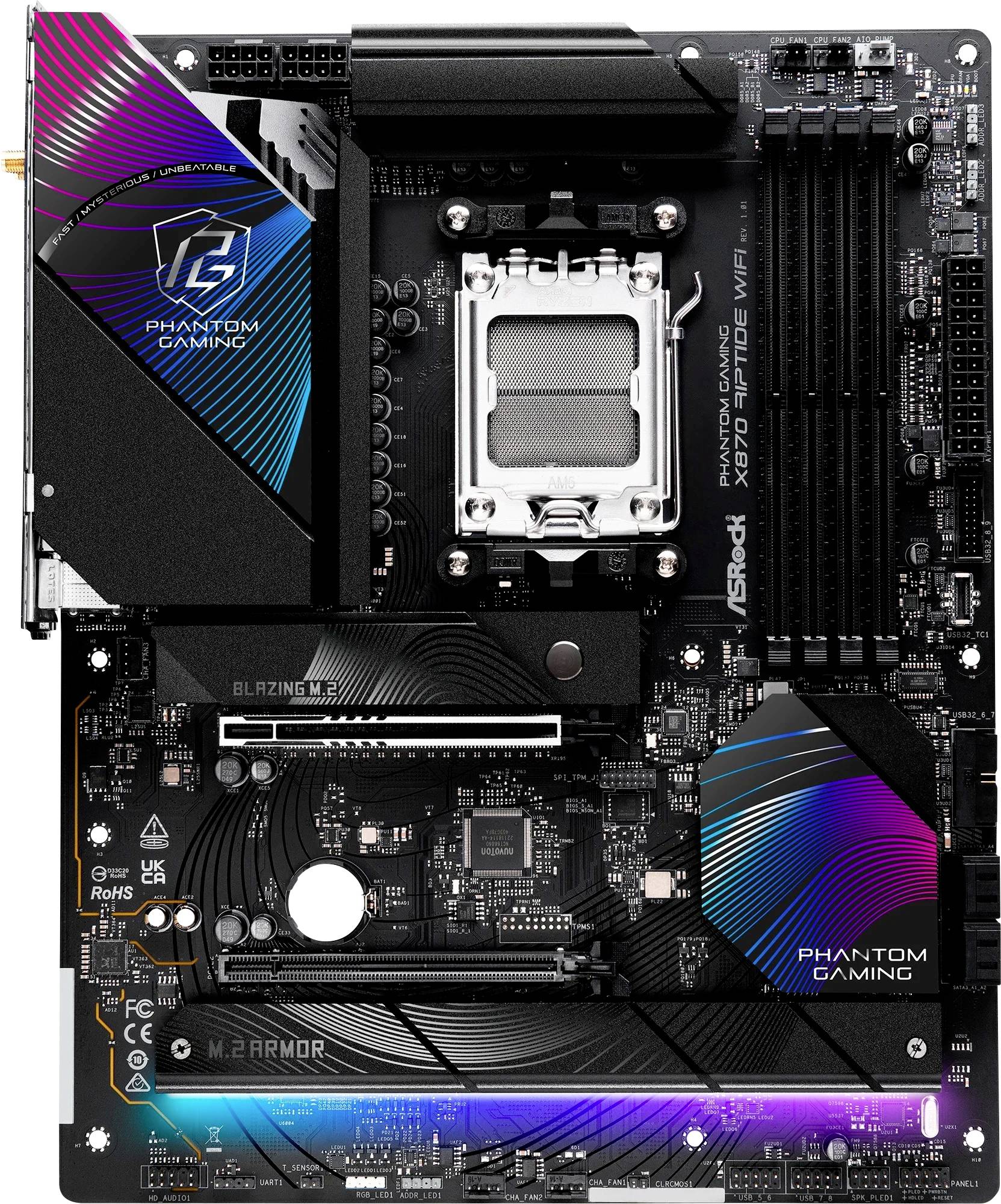 ASRock X870 Riptide WiFi (AM5) Mainboard Attacco (PC) #####AMD AM5 Fattore di forma (dettagli) E-ATX Chipset della scheda madre AMD® X870